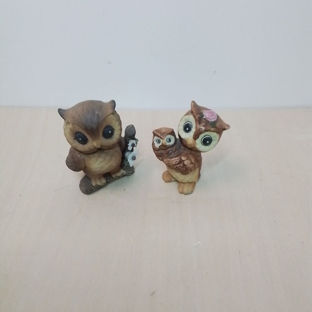 Cute Ceramic Owl Family Figurines Mother Baby Barn Owl‎ Decor